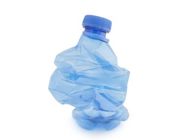 Boş mavi su şişe geri dönüşüm için kullanılan