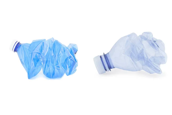 Vacío Azul botellas de agua usadas para el reciclaje — Foto de Stock
