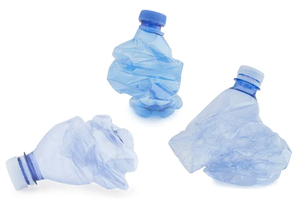 Vacío Azul botellas de agua usadas para el reciclaje — Foto de Stock