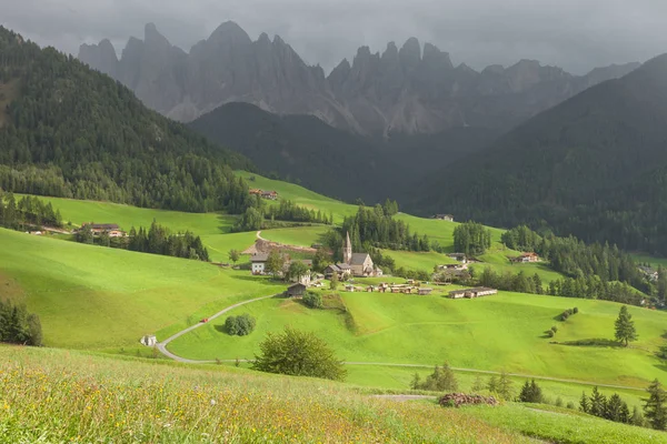 Small Italian mountain town in the Dolomites ( St. Magdalena in