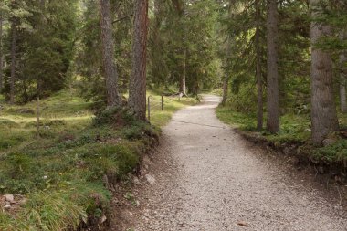 uzun bir dağ yolu Valle di Funes İtalyan Dolomites yürüyüş.