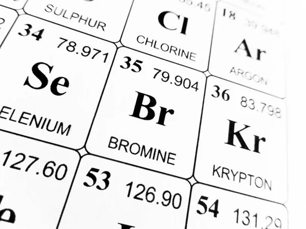 Bromine on the periodic table of the elements — Stock Photo, Image
