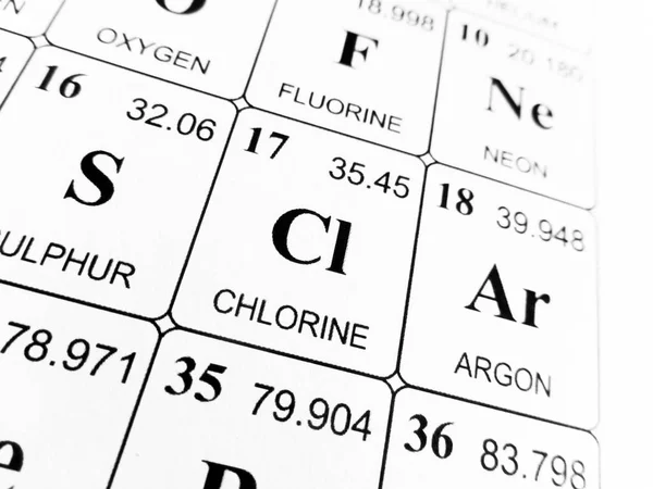 Хлор на періодичній таблиці елементів — стокове фото