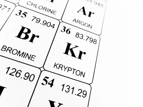 Krypton on the periodic table of the elements — Stock Photo, Image