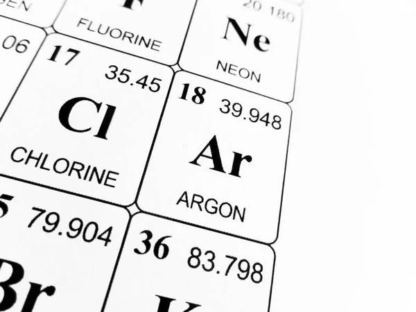 Argón sobre la tabla periódica de los elementos —  Fotos de Stock