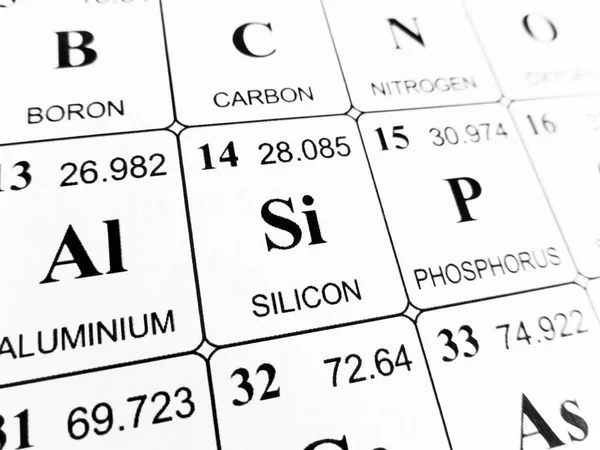 Silicio en la tabla periódica de los elementos — Foto de Stock