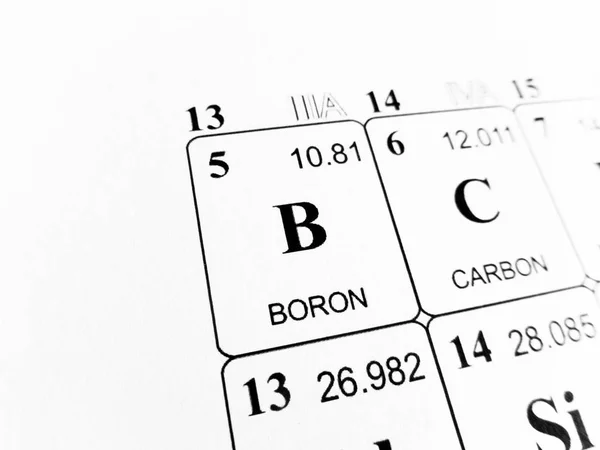 Boron on the periodic table of the elements — Stock Photo, Image