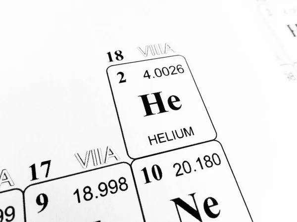 Helium i det periodiska systemet av element — Stockfoto