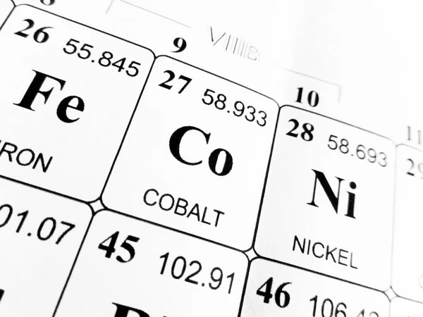 Cobalt sur le tableau périodique des éléments — Photo