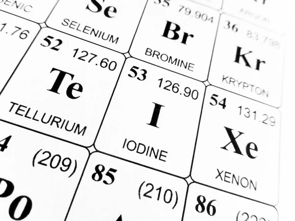 Iodo na tabela periódica dos elementos — Fotografia de Stock