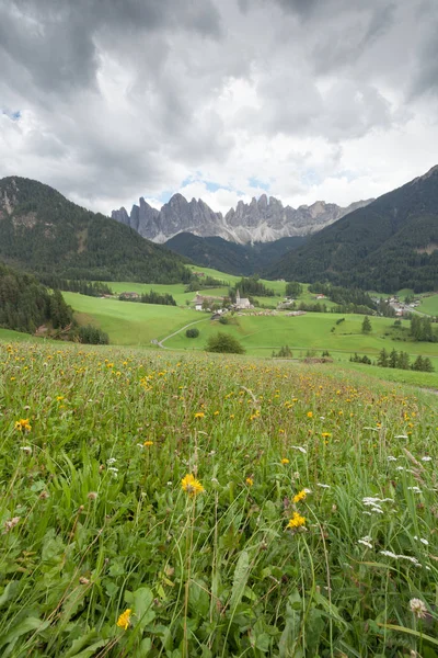 Small Italian mountain town in the Dolomites ( St. Magdalena in Val di Funes )