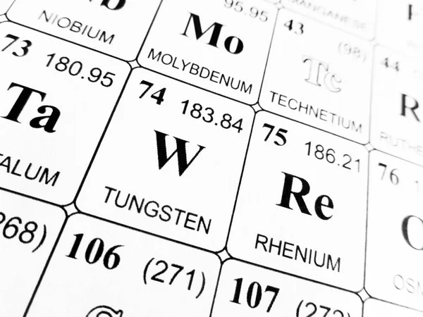 Tungstênio na tabela periódica dos elementos — Fotografia de Stock