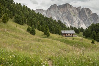 İtalyan Dolomitler arasında Seceda bölgesinde alp gölü