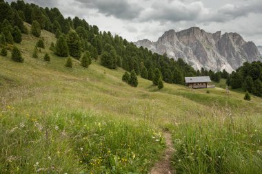 İtalyan Dolomitler arasında Seceda bölgesinde alp gölü