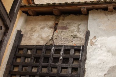VAL ISARCO, ITALY - JULY 27, 2017: Detail (fortified entrance)from Castel Trostburg, one of the largest fortified complexes in South Tyrol. The history of the fortress dates back to the XII century