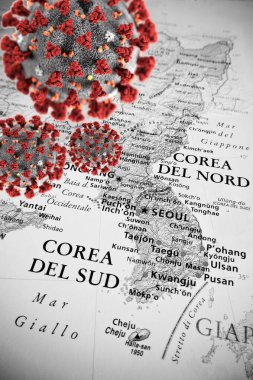Epidemic conditions over Korea area clipart