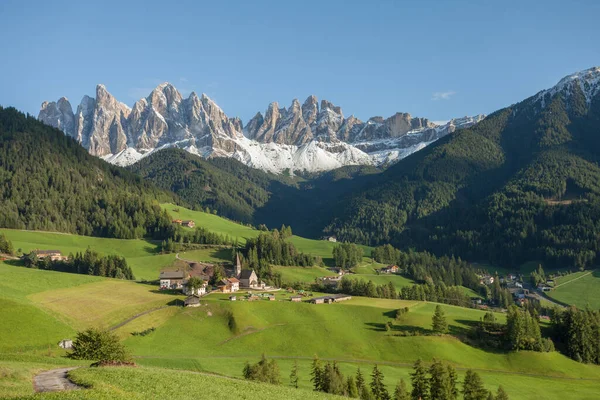 Blick Von Der Kleinen Italienischen Bergstadt Magdalena Villnösser Tal — Stockfoto