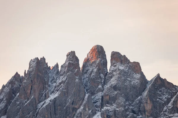 Θέα Στο Όρος Odle Στο Val Funes Δολομίτες Την Ανατολή — Φωτογραφία Αρχείου