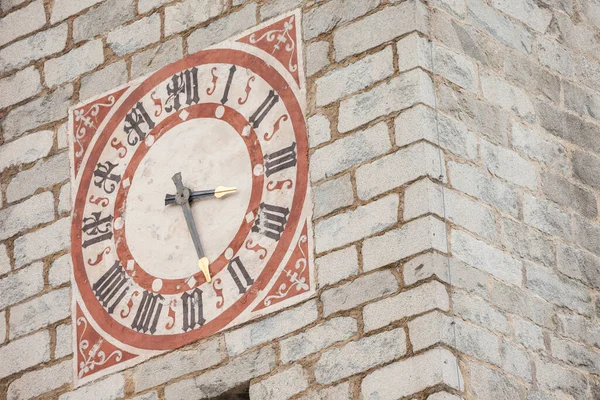 Tiso Italie Septembre 2017 Horloge Peinte Récemment Restaurée Extérieur Clocher — Photo