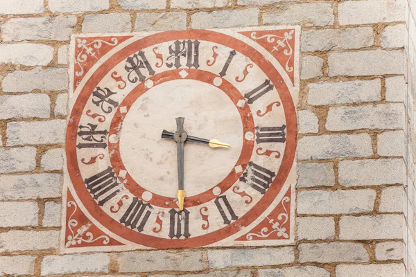 Tiso Italie Septembre 2017 Horloge Peinte Récemment Restaurée Extérieur Clocher — Photo