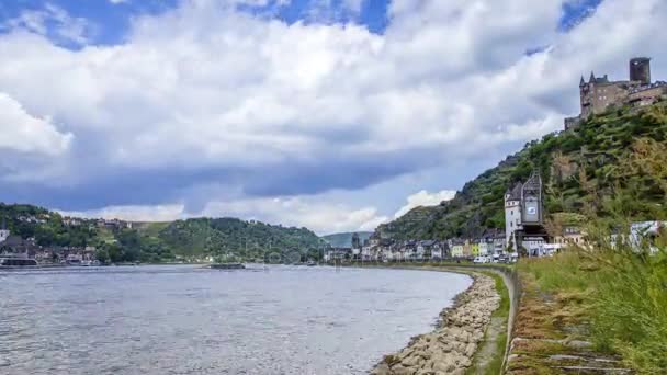 Time lapse of the rhine at Sankt Goarshausen Alemania — Vídeos de Stock
