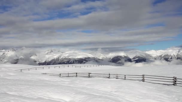 Winter Van Besneeuwde Bergwereld Zuid Tirol Italië Magische Winterwereld — Stockvideo