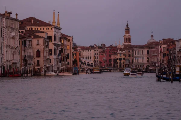 Venice Grand Canal at the purple  Sunset Italy — Stock Photo, Image