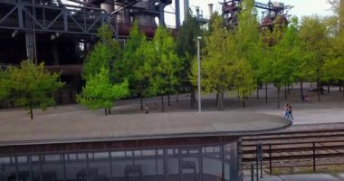 Endüstriyel kültür park peyzaj Duisburg Kuzey Ruhrgebiet Almanya uçak hava uçuş görünümünü 