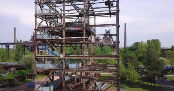 産業文化公園風景デュースブルク北地帯ドイツの無人空中飛行ビュー — ストック動画