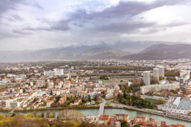 Şehir Grenoble panoramik Bastille Fransa Avrupa