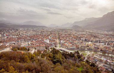 Şehir Grenoble panoramik Bastille Fransa Avrupa