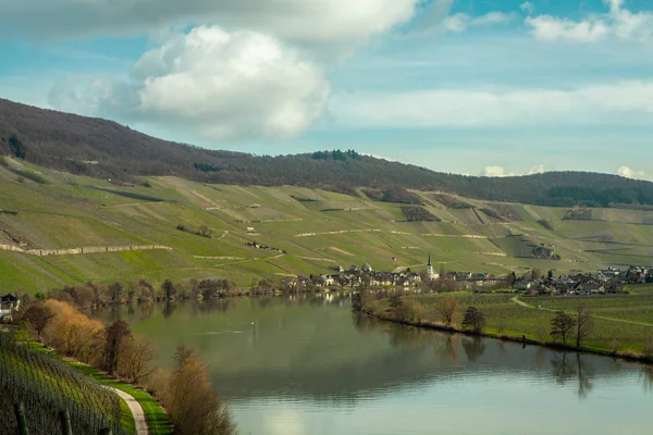 Piesport üzüm bağları, Moselle manzara manzara bahar — Stok fotoğraf