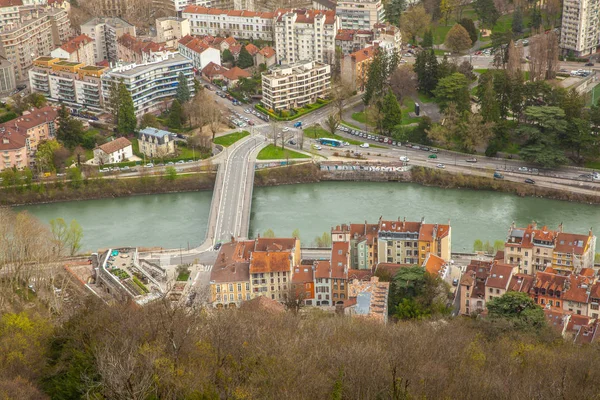 Ciudad Grenoble vista panorámica desde la Bastilla Francia Europa — Foto de Stock
