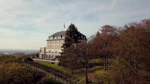 Drones Aerial View Petersberg Plateau Knigswinter Siebengebirge Germany — Stok Video