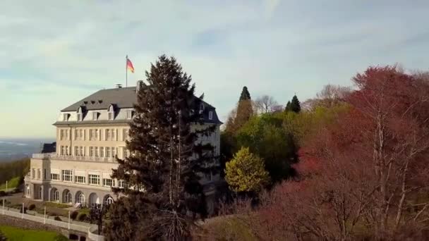 Petersberg Yaylası Knigswinter Siebengebirge Almanya Nın Uçağı Havadan Görünümü — Stok video