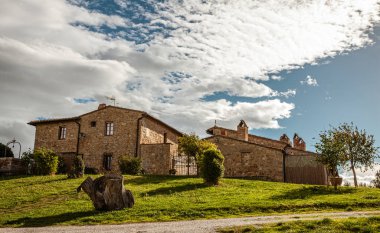 Tuscany Tipik Resimli Köy Evleri Pienza 
