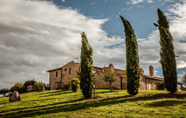 Tuscany Tipik Resimli Köy Evleri Pienza 