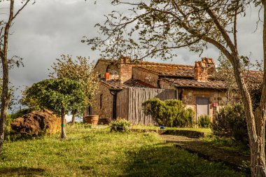Tuscany Tipik Resimli Köy Evleri Pienza 