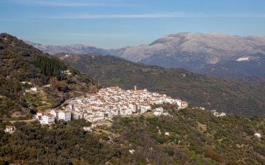 Endülüs İspanya 'nın Beyaz Renkli Algatocin kasabası 