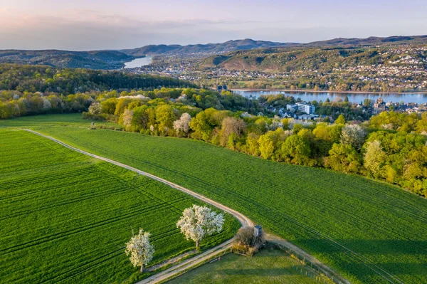 Vista Aérea Del Valle Del Rin Del Campo Rural Remagen —  Fotos de Stock