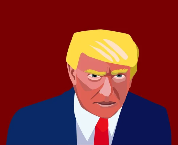 20 dic, 2016: Presidente de Estados Unidos Donald Trump.. Foto de Donald Trump. Retrato del nuevo presidente de Trump. Silueta de Donald Trump. Caricatura enojada de Donald Trump . — Vector de stock