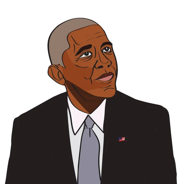 4 mars, 2017 : 44e président américain Barack Obama dessin portrait vectoriel — Image vectorielle