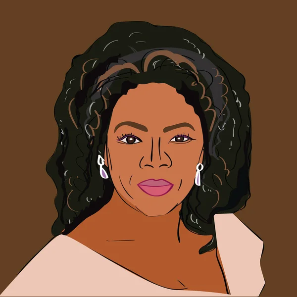 2017. március 12.: híres Tv-host Oprah Winfrey vektor portréja — Stock Vector