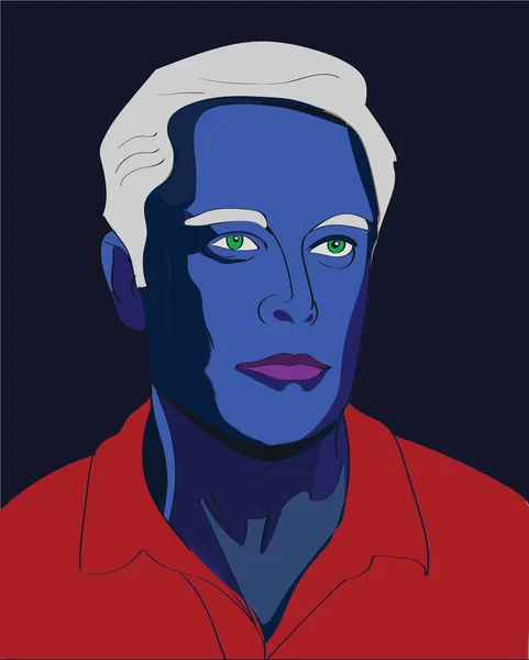 13 Mar, 2017 : Le célèbre fondateur de SpaceX, Elon Musk Fantasy Vector portrait comme un avatar bleu — Image vectorielle
