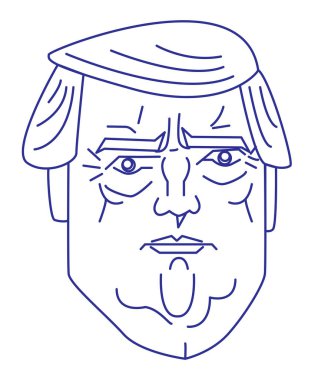 Şubat 2017, bizi Başkan Donald Trump çizgi vektör portre logo veya başka bir tasarım için