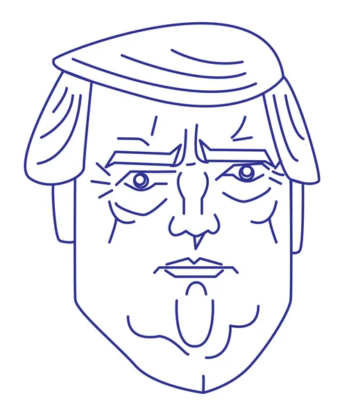Mars 2017, portrait vectoriel de ligne du président américain Donald Trump pour logo ou autre design — Image vectorielle