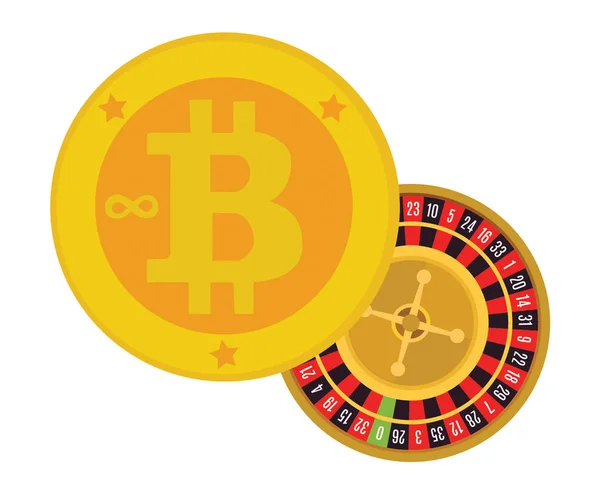 Golden Bitcoins Icon Cryptocurrency Virtual Currency Digital Money Cash Casino — Stock Vector