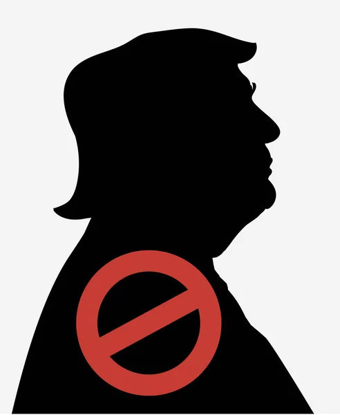 Junho de 2017: Ícone de sinal de silhueta anti-presidente dos EUA Donald Trump — Vetor de Stock
