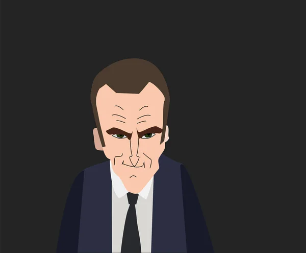 June 2017 French President Emmanuel Macron Vector Portrait Gray Background — Stock Vector