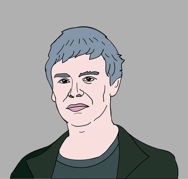 June, 2017: CEO, co-founder, entrepreneur  Larry Page vector portrait on gray background. — Stock Vector